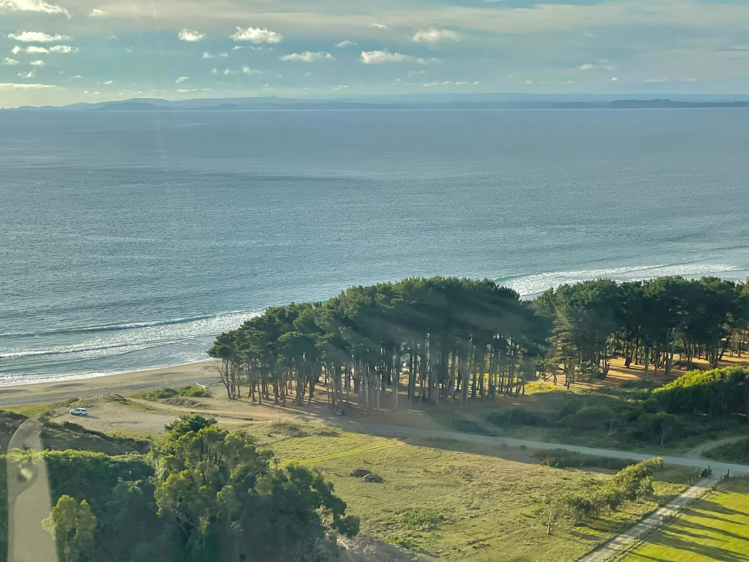 Pinar y playa de Carelmapu vistos desde lo alto